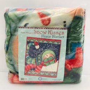 2007 Susan Winget’s Snow Kisses Snowman Fleece Blanket Throw NOS NIP